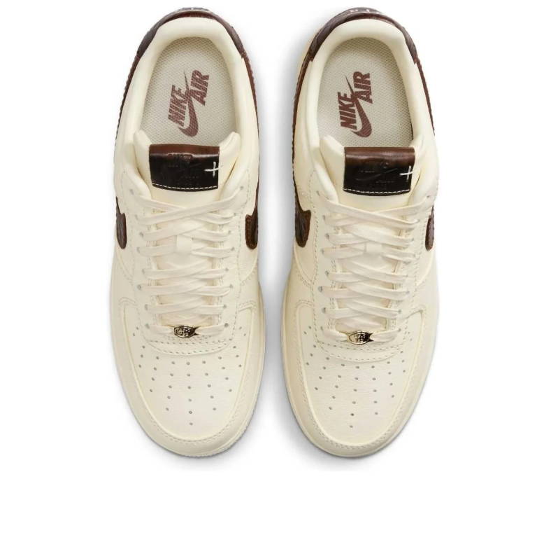 Nike Cream Low-Top Sneakers with Glossy Dark Brown Swoosh