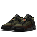 Jordan Olive Green and Brown Sneakers with Black Panels and Red Accents