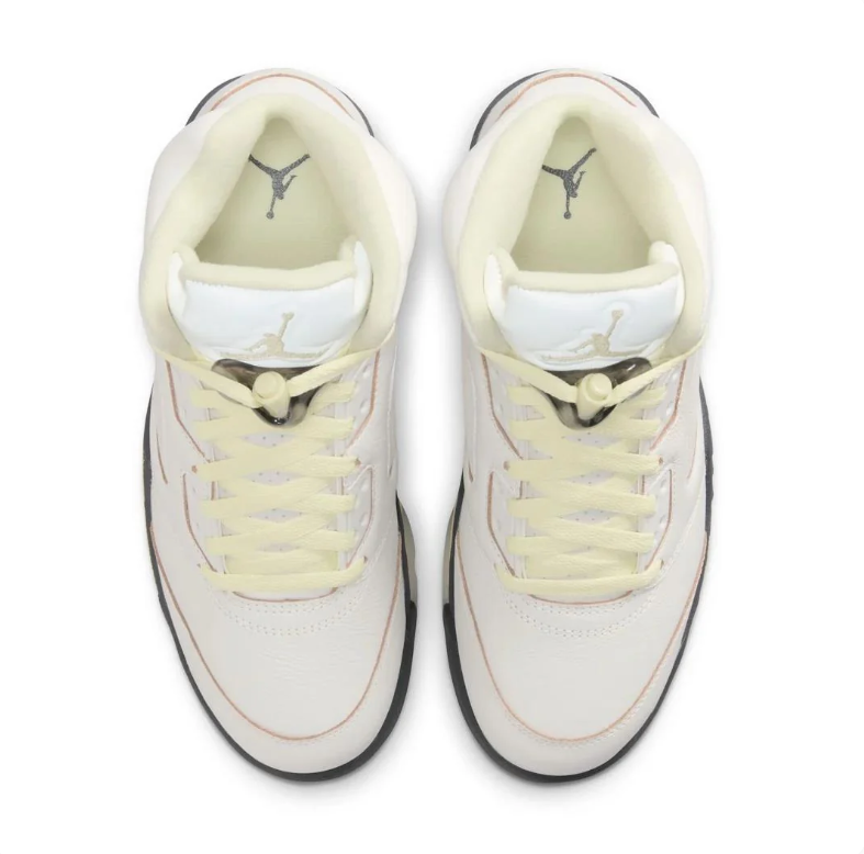 Jordan Off-White High-Top Sneakers with Pale Yellow Accents and Black Midsoles