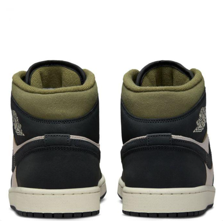 Jordan Black and Beige High-Top Sneakers with Olive Green Collars