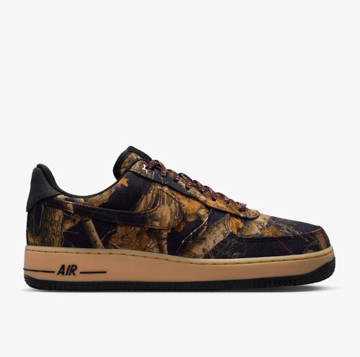Nike Woodland-Pattern Low-Top Sneakers with Tan Midsoles
